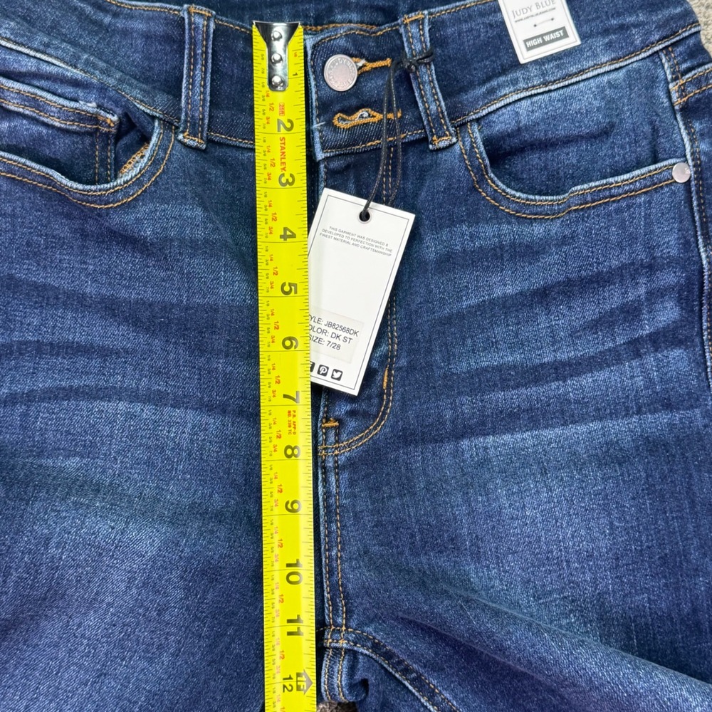 Judy Blue High Waist Bootcut Jeans Frayed Hem Dark Wash JB82568DK Size 7/28 - Picture 8 of 9